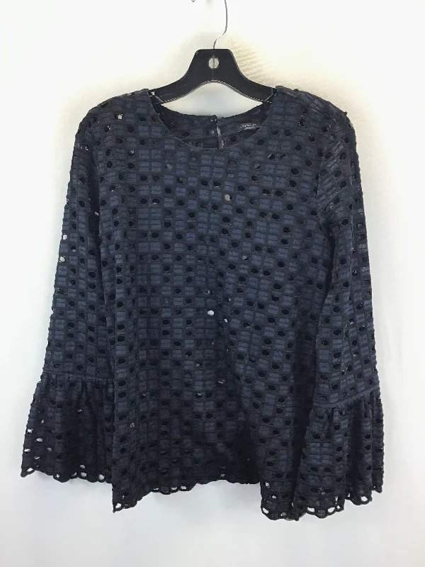 Top Long Sleeve By Ann Taylor In Black & Blue, Size: S