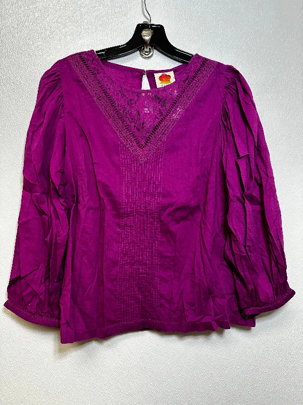 Top Long Sleeve By FARM RIO FOR Anthropologie In Magenta, Size: M