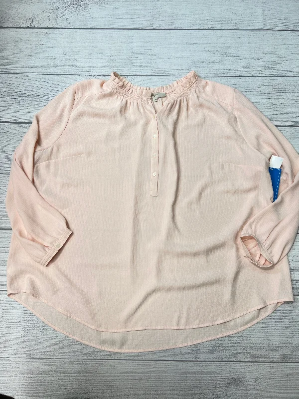 Top Long Sleeve By Loft In Peach, Size: 3x