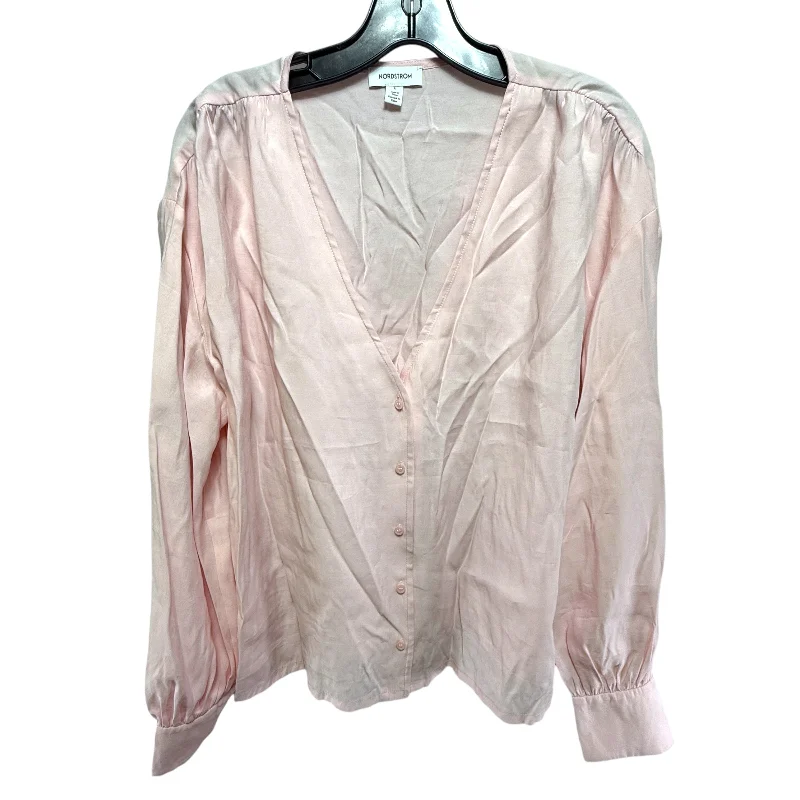 Top Long Sleeve By Nordstrom In Pink, Size: L