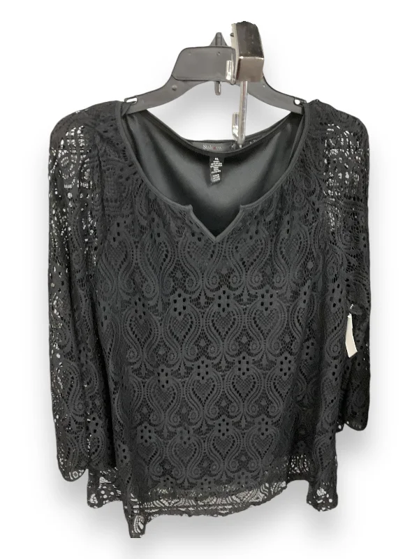 Top Long Sleeve By Style And Company In Black, Size: Xl