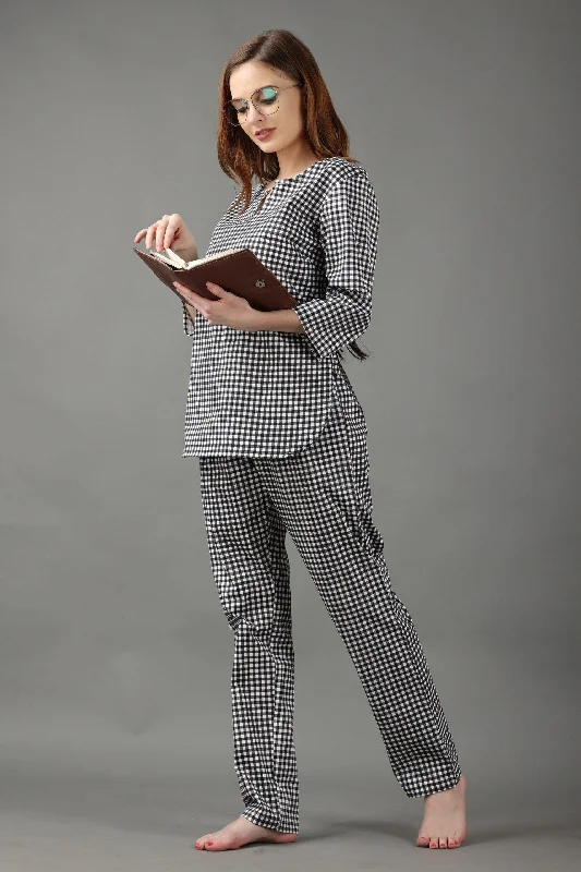 Black & White Checked Night Suit Set