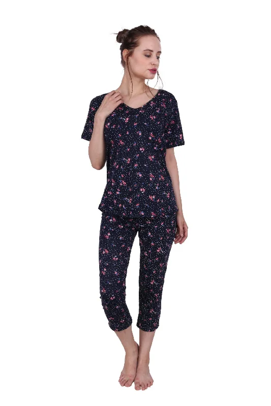 Blue Garden Printed Night Suit Set