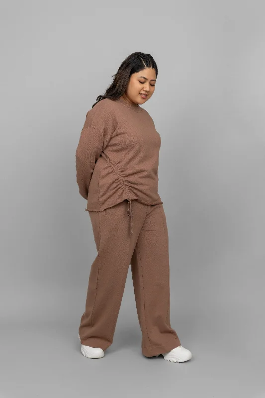 Brown Terry Ruched Co-ord Set