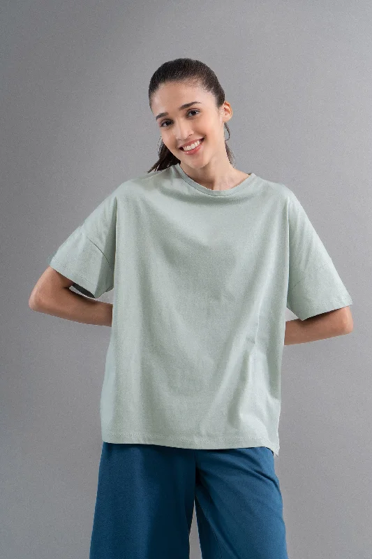 Sage Cotton Side Slit T-Shirt