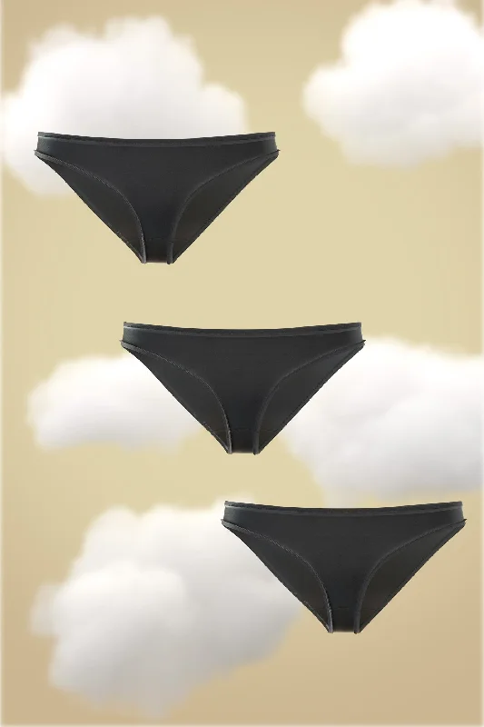 Set of three Modal Bikini-Midnight Black Supima Nessies