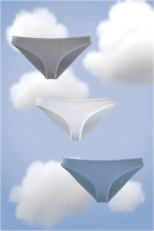 Set of three Bikini- Plush grey, Cloudy white, Misty blue Nessies