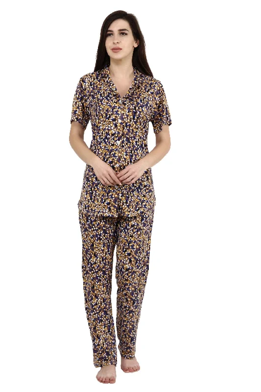 Taupe Triangular Printed Night Suit Set